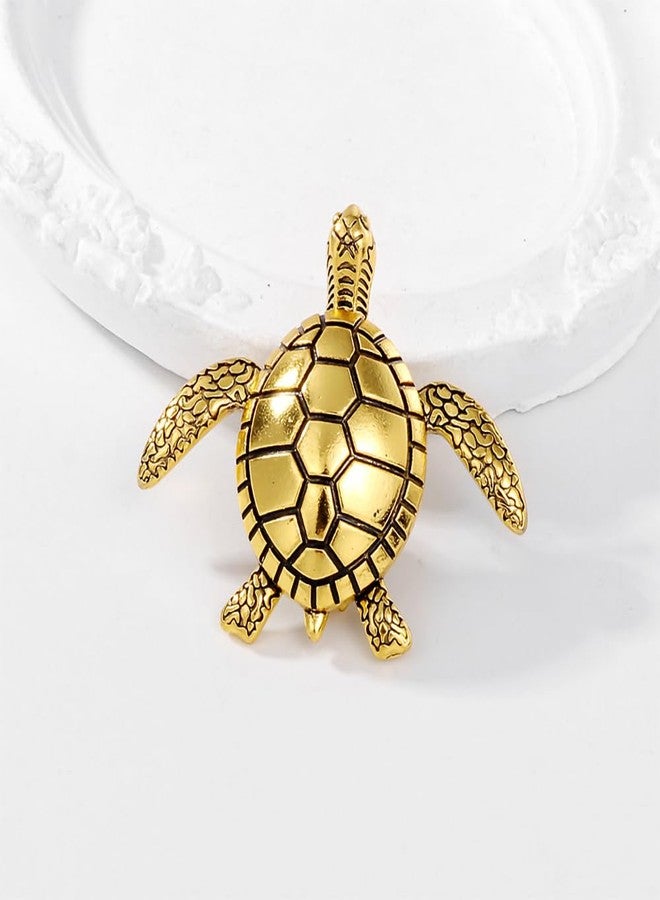 Shejuety Exquisite women's turtle brooch with unique textured shell design suitable for button scarves, button badges lapels needle skirts fabrics hats bags and other accessories jewelry gifts (gold) - Image 3