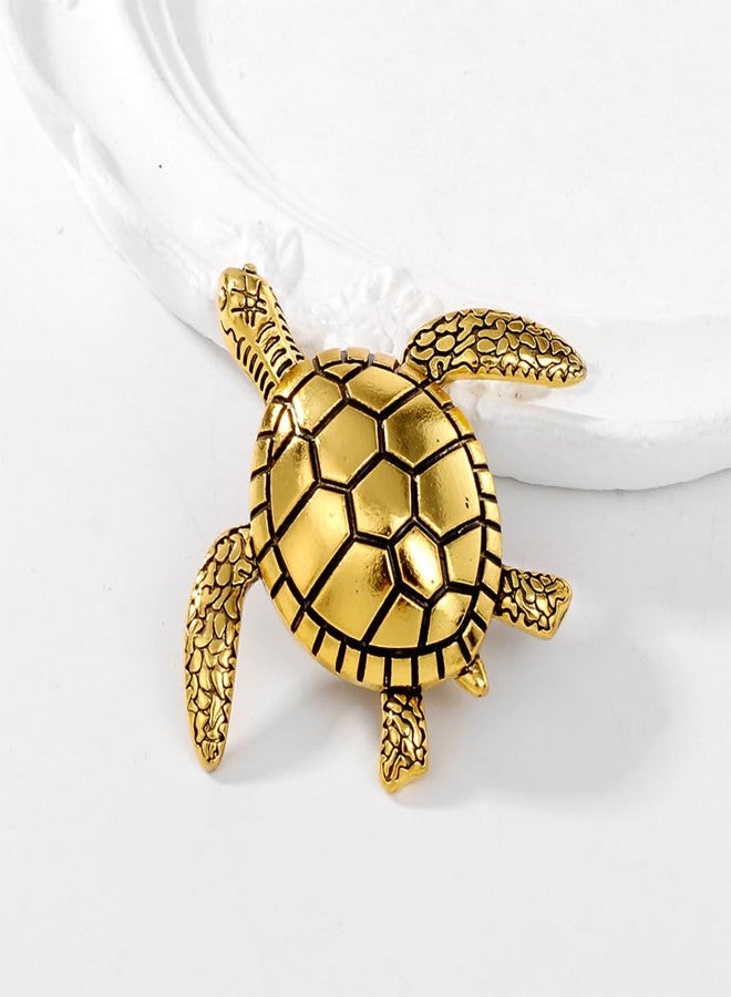 Shejuety Exquisite women's turtle brooch with unique textured shell design suitable for button scarves, button badges lapels needle skirts fabrics hats bags and other accessories jewelry gifts (gold) - Image 4