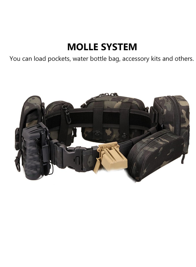 Excefore حزام تكتيكي من النايلون للرجال، أحزمة عمل للرجال، قابلة للتعديل، حزام عسكري للمشي لمسافات طويلة للرجال مع مشبك سريع الفك عالي التحمل، مناسب للعمل والسفر (تمويه، أسود بني) - Image 4