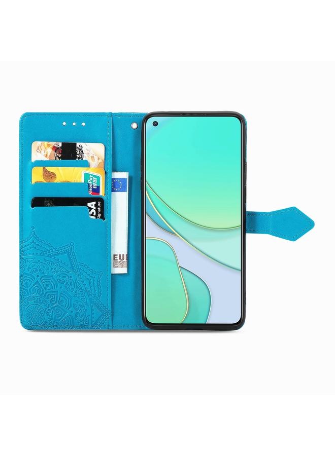 اس-توب جراب لهاتف OnePlus 8T من الجلد المنقوش بنقشة زهرة ماندالا مع حامل / فتحة بطاقة / محفظة / حبل - Image 4