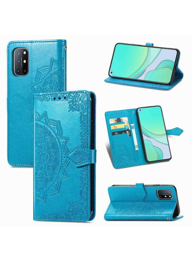 اس-توب جراب لهاتف OnePlus 8T من الجلد المنقوش بنقشة زهرة ماندالا مع حامل / فتحة بطاقة / محفظة / حبل - Image 1