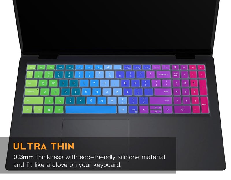 CaseBuy Colorful Keyboard Cover for 2025 Dell 15 Laptop DC15250 DC15255 15.6, Inspiron 15 3510 3511 3520 3530 3535/ Inspiron 16 5640 5645, 15.6 Dell Latitude 3520 Laptop Skin,Rainbow - Image 3