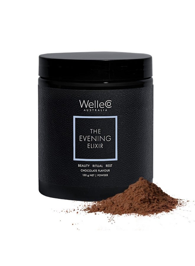 WelleCo The Evening Elixir Skin Care Vitamin C Hot Chocolate Beauty Drink Mix with Niacin, Lemon Balm, and Magnesium for Sleep, Collagen Formation, Gluten Free, Vegan, Dairy Free, 150g (5.3oz) Jar - Image 1