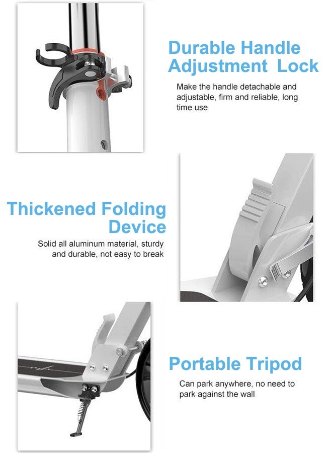 Kick Scooter, Foldable Commuter Scooter with Anti-Shock Suspension, 3-Level Adjustable Height Handlebar Push Scooter with Large Wheels for Kids, Teen and Adults(White)  - Image 5