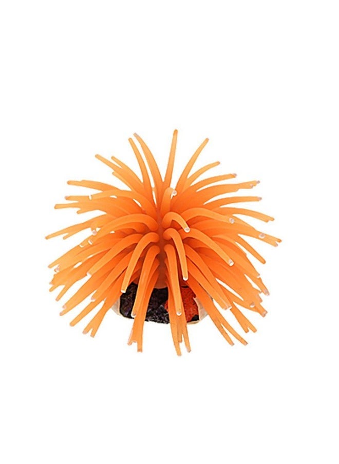 Mallofusa Mallofusa Artificial Aquarium Fish Tank Decoration Silicone Sea Anemone Artificial Fish Tank Ornament Decoration Small(Orange)  - Image 1