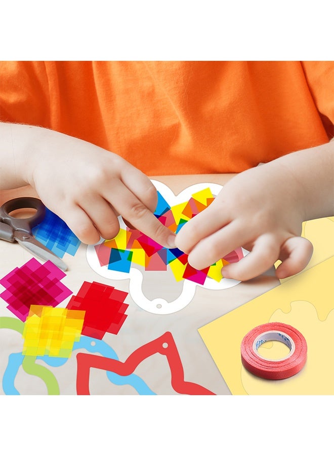 Quantum DIY Craft Kit, Suncatchers Crafts for Kids DIY Rainbow Heart Window Tissue Paper Craft Kit, Handmade Colored Paper Set for School Home Activity Art Project Birthday Party Favor Gift - Image 4