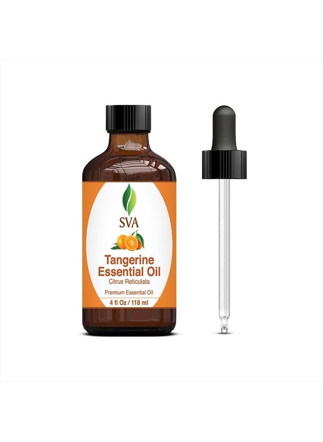 SVA Organics - SVA Tangerine Oil 4 oz (118 ml) Premium Essential Oil with Dropper for Diffuser, Aromatherapy, Skin Care, Bath Products, Hair Care & Massage - Image 1