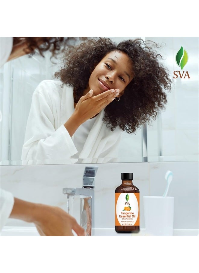 SVA Organics - SVA Tangerine Oil 4 oz (118 ml) Premium Essential Oil with Dropper for Diffuser, Aromatherapy, Skin Care, Bath Products, Hair Care & Massage - Image 1