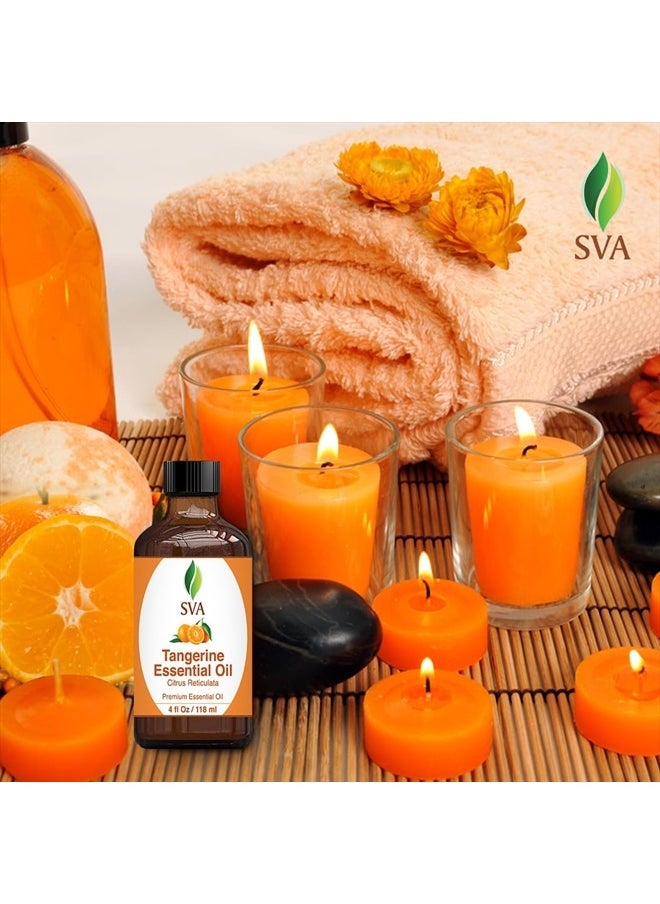 SVA Organics - SVA Tangerine Oil 4 oz (118 ml) Premium Essential Oil with Dropper for Diffuser, Aromatherapy, Skin Care, Bath Products, Hair Care & Massage - Image 1