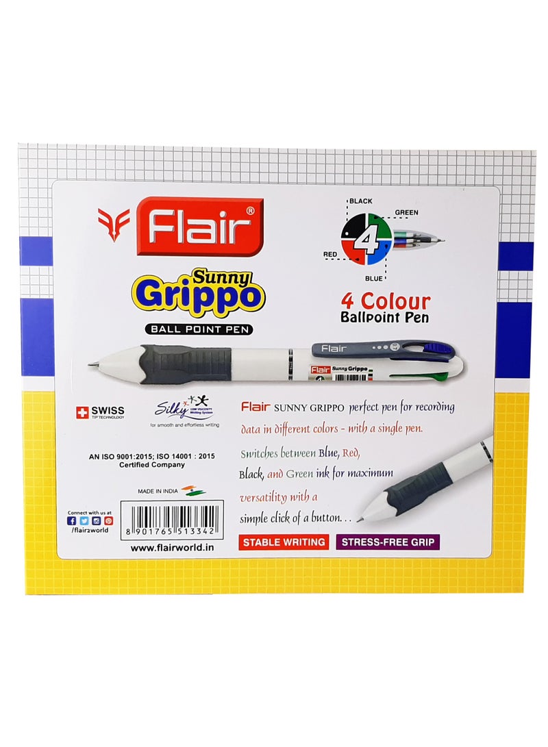 Flair قلم سني جريبو ذو سن كروي 4 ألوان في قلم واحد، مجموعة من 12 قطعة - Image 3
