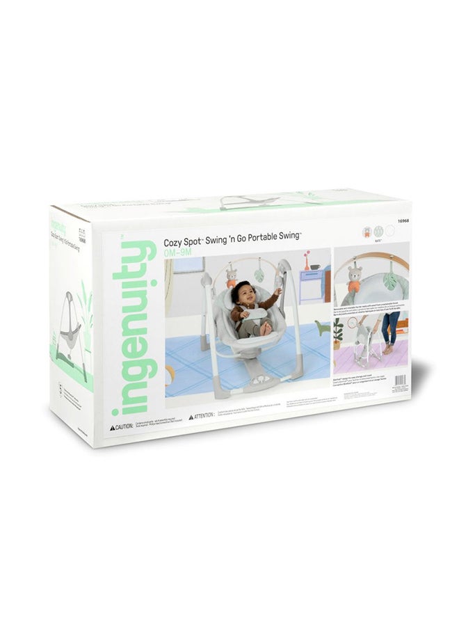 ingenuity Cozy Spot Swing n Go Portable Swing 5 Speeds And USB Powered Removable Toy Bar 0 To 9 Month - Image 3