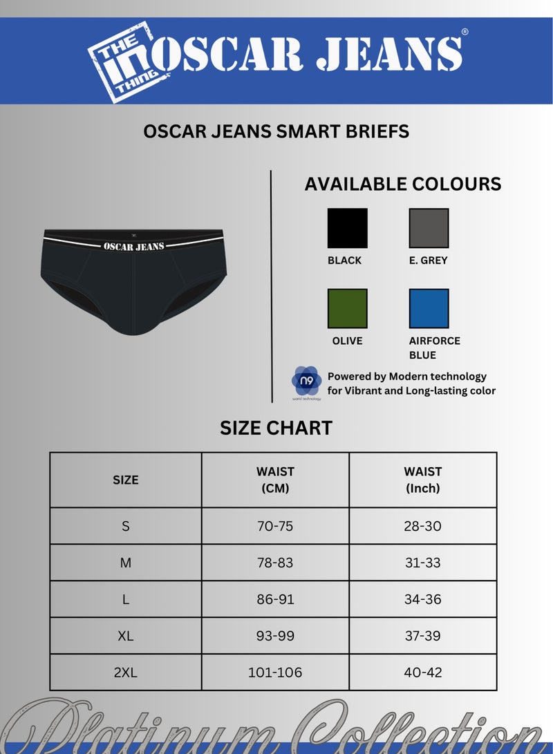 OSCAR JEANS Pack of 4 Platinum Collection Men's Underwear Briefs Cotton Bamboo Lycra Soft Breathable Perfect for Gym Sports Athletics - Image 4