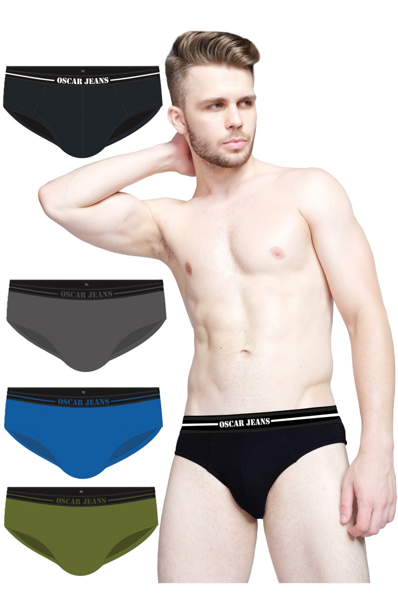 OSCAR JEANS Pack of 4 Platinum Collection Men's Underwear Briefs Cotton Bamboo Lycra Soft Breathable Perfect for Gym Sports Athletics - Image 1