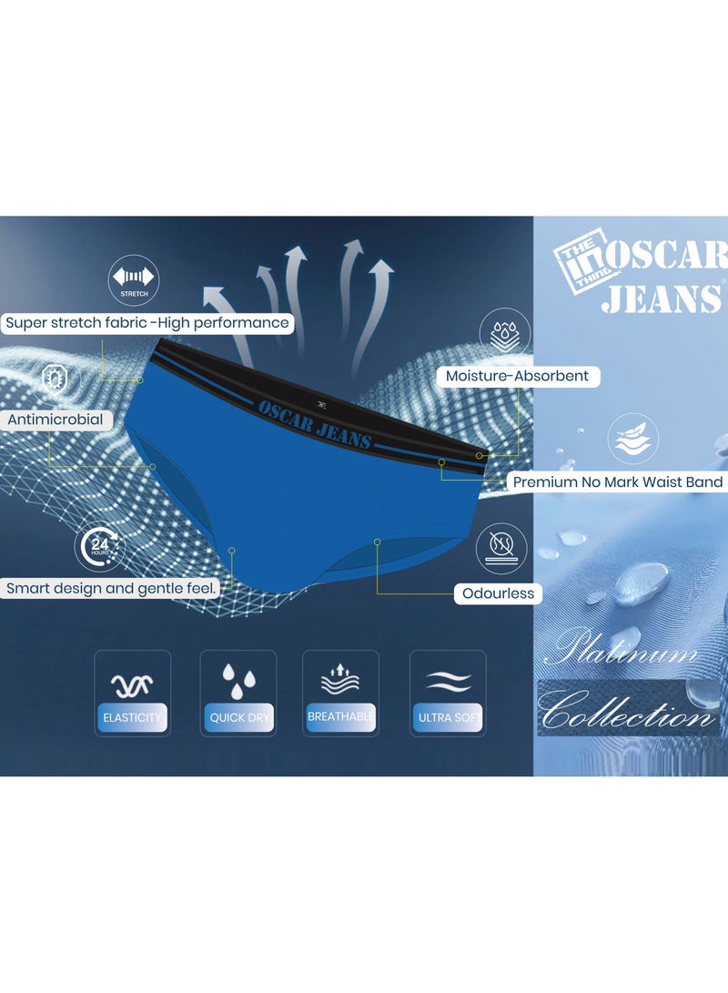 OSCAR JEANS Pack of 4 Platinum Collection Men's Underwear Briefs Cotton Bamboo Lycra 3X Softer (than Cotton) StretchMax Breathable Perfect for Gym Sports Athletics - Image 2