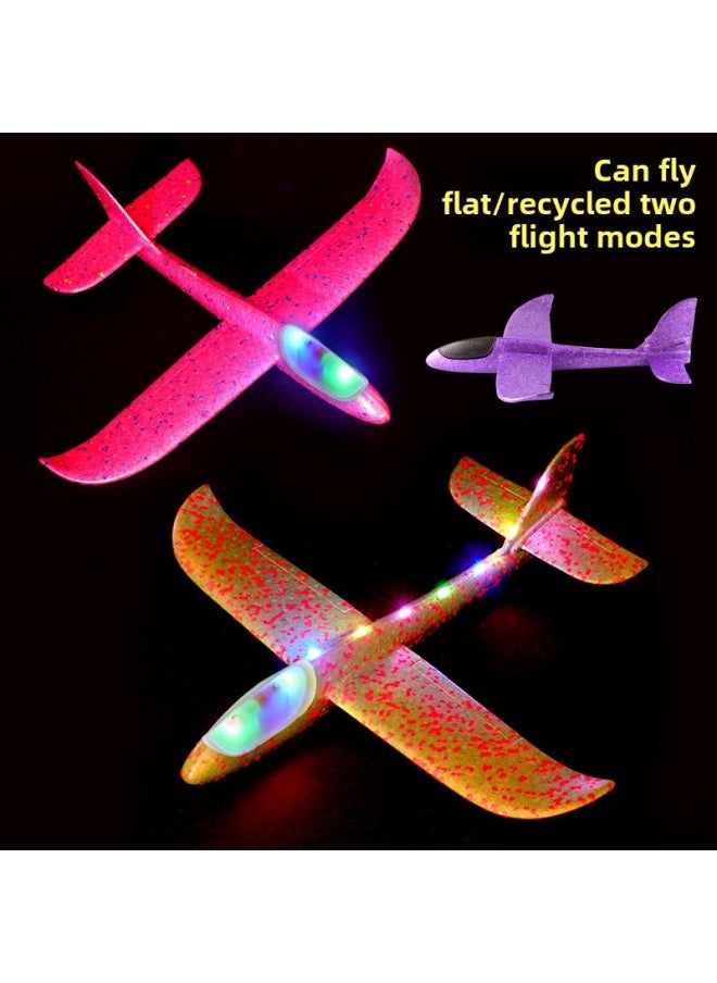 Large Hand Throwing Plane Luminous Toy Children's Foam Plane Whirling Throwing Gliding Outdoor Taxi Plane Fall Resistant-Color:random Color-Specifications:Ordinary Hand-throwing Foam Aircraft  - Image 2