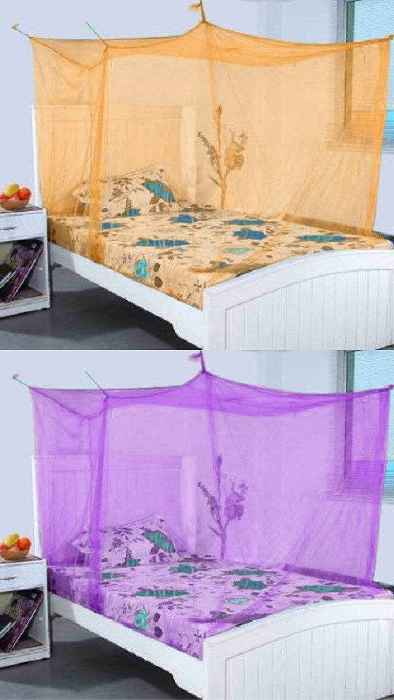 Neekshaa Combo Pack Mosquito Net for Single Bed Nylon Mosquito Net for Baby | Bedroom | Family_Size-6x3 FT_Color-Orange,Purple - Image 1