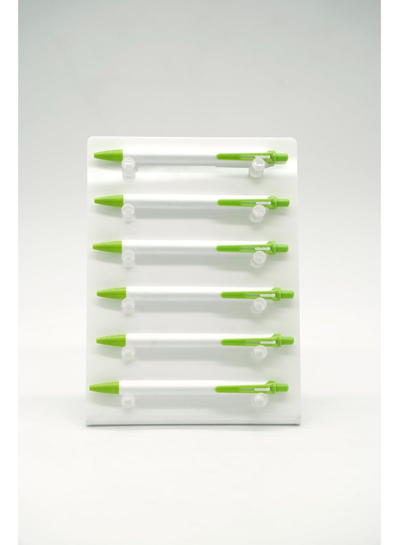 ركس 6 اقلام حبر ازرق بلاستيك لون ابيض و اخضر