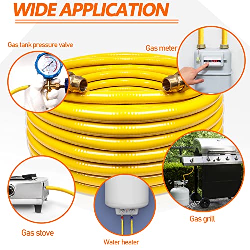 Grehitk 100ft 1/2'' Flexible Gas Line, CSST Corrugated Stainless Steel Tubing Pipe Kit, Natural Gas Line Propane Pipe Conversion Kit Grill Hose with 2 Male Adapter Fittings (100ft 1/2'') - Image 5