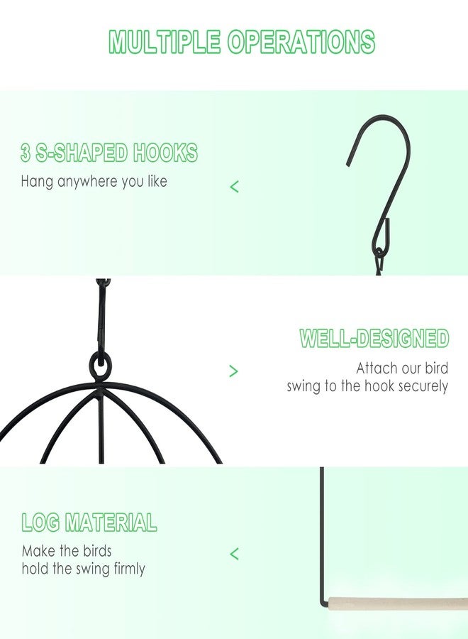 MIXXIDEA 3PK Hummingbird Perch, Hummingbird Swing with Metal Frame, Bird Swing with Wooden Dowel and Hanging Chain,Suitable for Hanging Indoor,Outdoor, Lawn,Patio,Garden - Image 3
