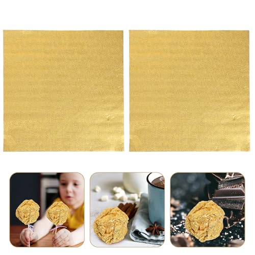 Hemoton 200pcs Gold Aluminium Foil Wrapping Paper Present Packaging Paper for Chocolates Candy Wrappers Food Safe Foil for Homemade Treats and - Image 4