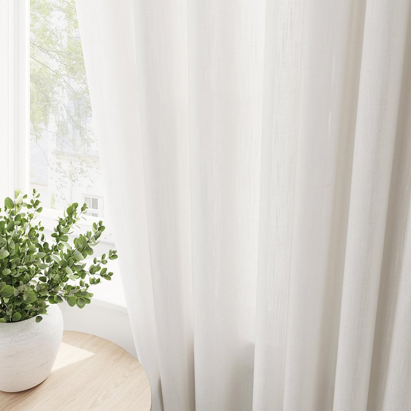 Nanspring Ivory Linen Extra Long Curtains for Living Room 120 Length 2 Panels Grommet Off White Semi Sheer Light Filtering Curtains Solid Flax Privacy Country Rustic Drapes for High Ceiling Sliding Glass Door - Image 5