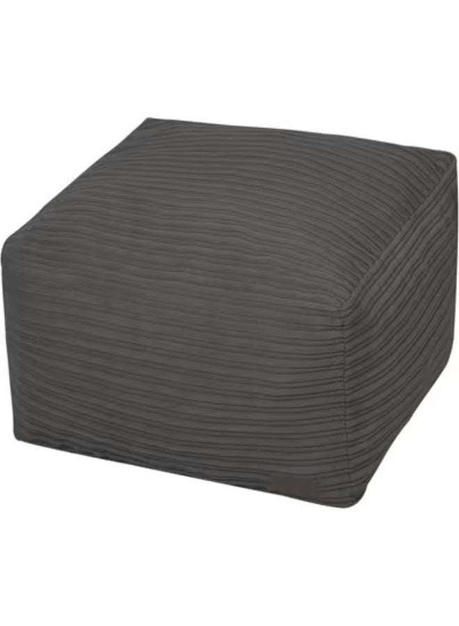 Square padded ottoman, striped ottoman with foam padding, soft and plush ottoman for living room, gray - Image 1