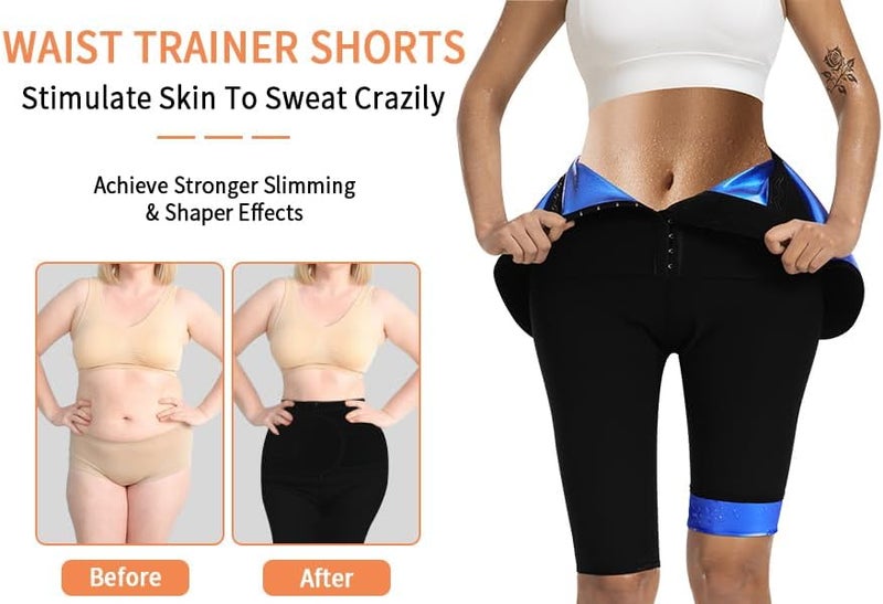 QZSH Sauna Pants Women Sweat Capris Slimming Leggings,Mesh Crotch,High Waist Workout Body Shaper Suits - Image 4