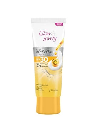 GLOW & LOVELY UV Duo Face Cream, SPF 30, with 3% Vitamin C and Niacinamide, Reduces Dullness in 7 Days, UVA and UVB Protection 100g