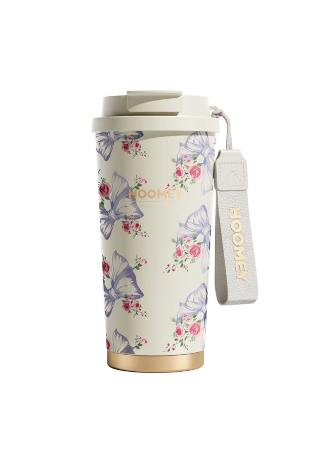 Hoomey Insulated Ceramic Lined Coffee Mug With Straw High-value Water Cup Gift Box Birthday Present For Women
