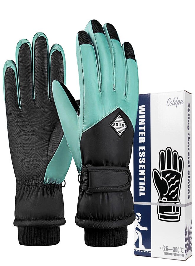 coldpa Skiing Gloves, Professional Ski Gloves for Men and Women, Winter Glove Waterproof Windproof, Thermal Ski Gloves for Cold Weather with Warm, Perfect for Skiing, Snowboarding & Winter Sports ( Green) - Image 1
