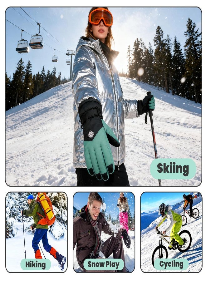 coldpa Skiing Gloves, Professional Ski Gloves for Men and Women, Winter Glove Waterproof Windproof, Thermal Ski Gloves for Cold Weather with Warm, Perfect for Skiing, Snowboarding & Winter Sports ( Green) - Image 2