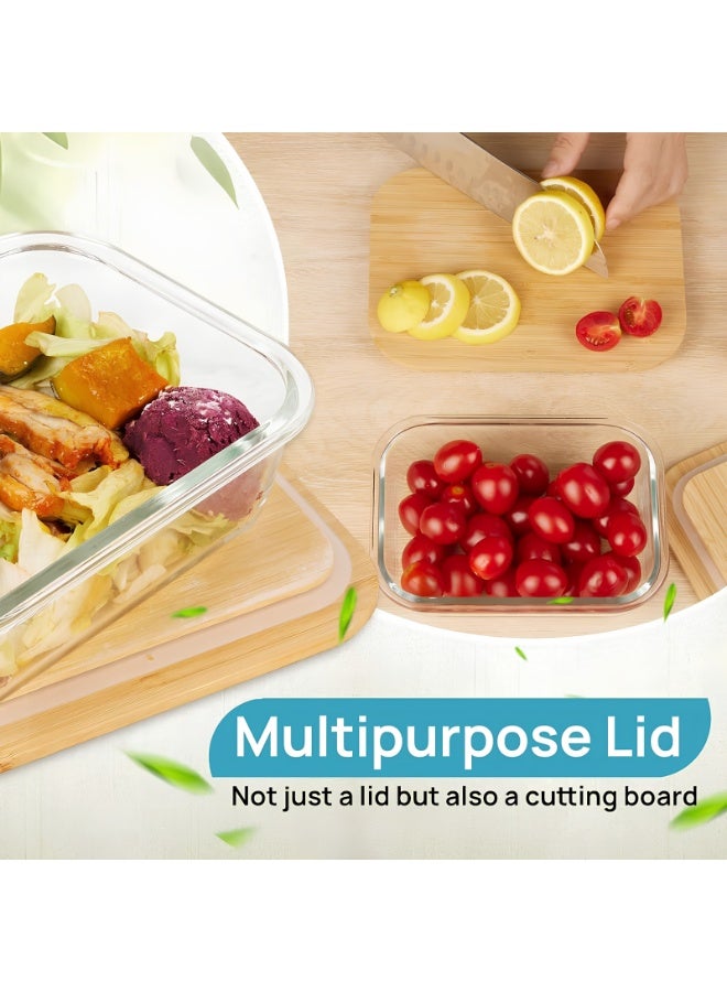 Blackstone Borosilicate Glass Food Storage Containers Set Of 3 For Meal Prep Leftovers Rice Pasta With Wooden Lids BGC52 (640ML 1040ML 1520ML) - Image 4