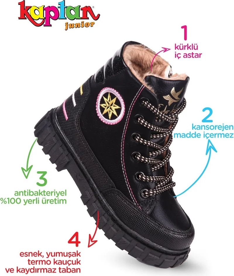 كابتن جونيور Girl's Boots with Fur Inside Pstr 500