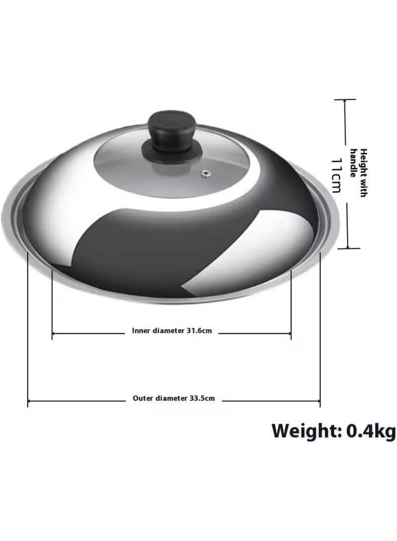 ZAMFA Carbon steel Wok Frying Pan 32 cm Round Bottom with Stainless Steel Lid, & 2x Spatula, steamer, Ideal for Stir-Fry, Die-Cast Induction Compatible Granite Coating,Oven Safe (Black) - Image 3
