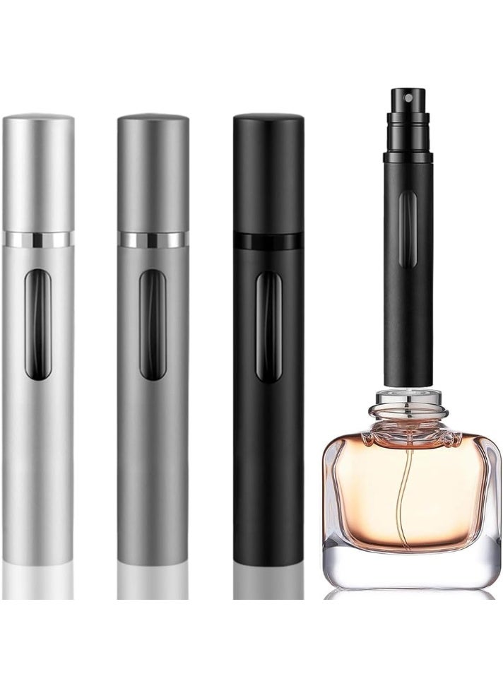 10 مل رذاذ عطر قابل للاستبدال للسفر، زجاجة عطر سفلية الملء، موزع عطر مصغر، رذاذ محمول بحجم جيب مناسب للرجال والنساء، هدايا رحلات سفن أو سيارات، 3 قطع (أسود-رمادي-فضي) - Image 1
