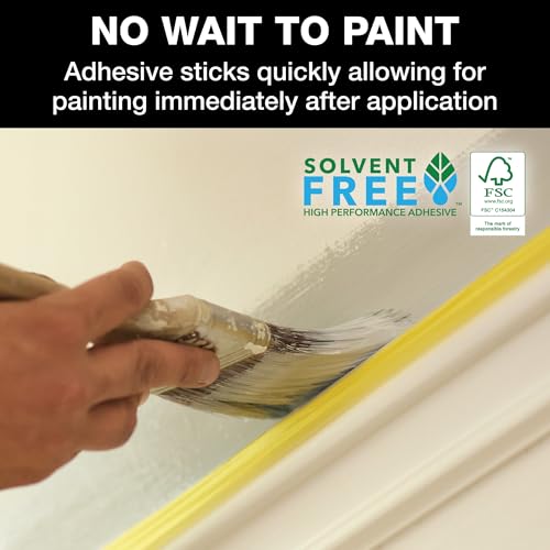 FrogTape Delicate Surface Painters Tape with PAINTBLOCK, 2 Inch Wide (1.88 In. x 60 Yds), Low Adhesion, Ideal for Freshly Painted Walls, Trim & Surfaces, Yellow, 1 Roll (280222) - Image 5