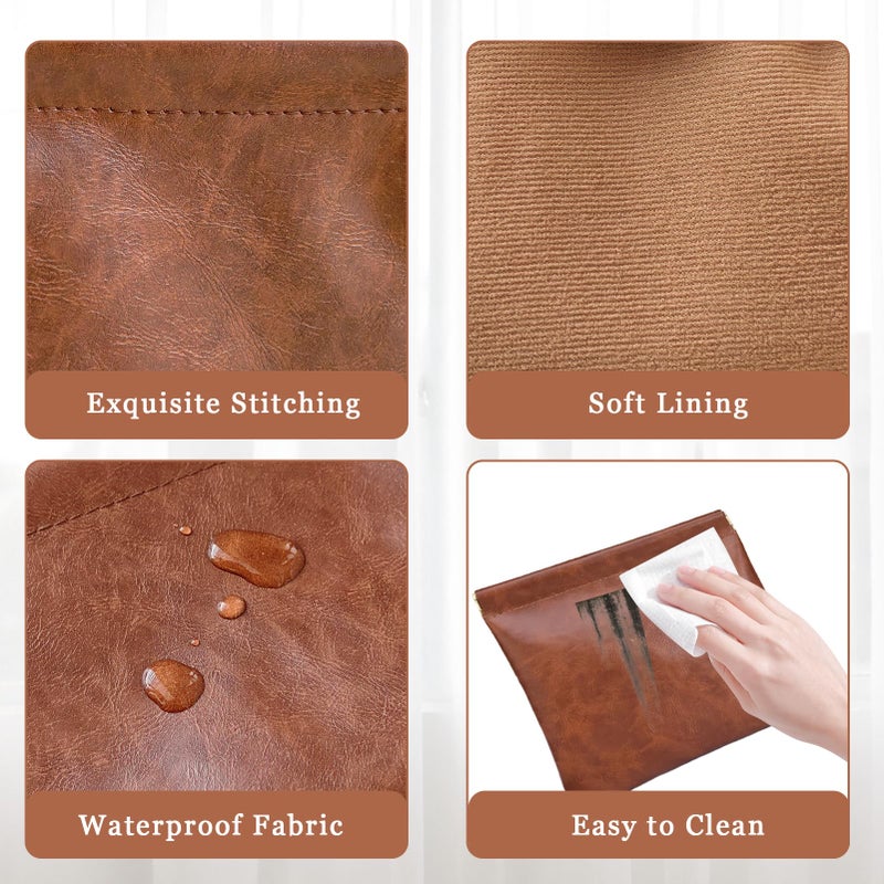 Hapforever 3PCS Pouchic Snap Closure Pouches, Pu Leather Small Makeup Bag for Purse Mini Cosmetic Bags for Travel Makeup Pouch Purse for Women Three Sizes Coin Purses Organizer Storage Pouch(Brown) - Image 4