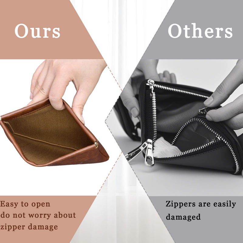 Hapforever 3PCS Pouchic Snap Closure Pouches, Pu Leather Small Makeup Bag for Purse Mini Cosmetic Bags for Travel Makeup Pouch Purse for Women Three Sizes Coin Purses Organizer Storage Pouch(Brown) - Image 5