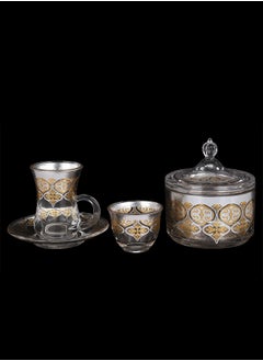 Dove 20-Piece Tea & Coffee Glass Set Clear/Gold/Silver, Serve for 6  - Image 1
