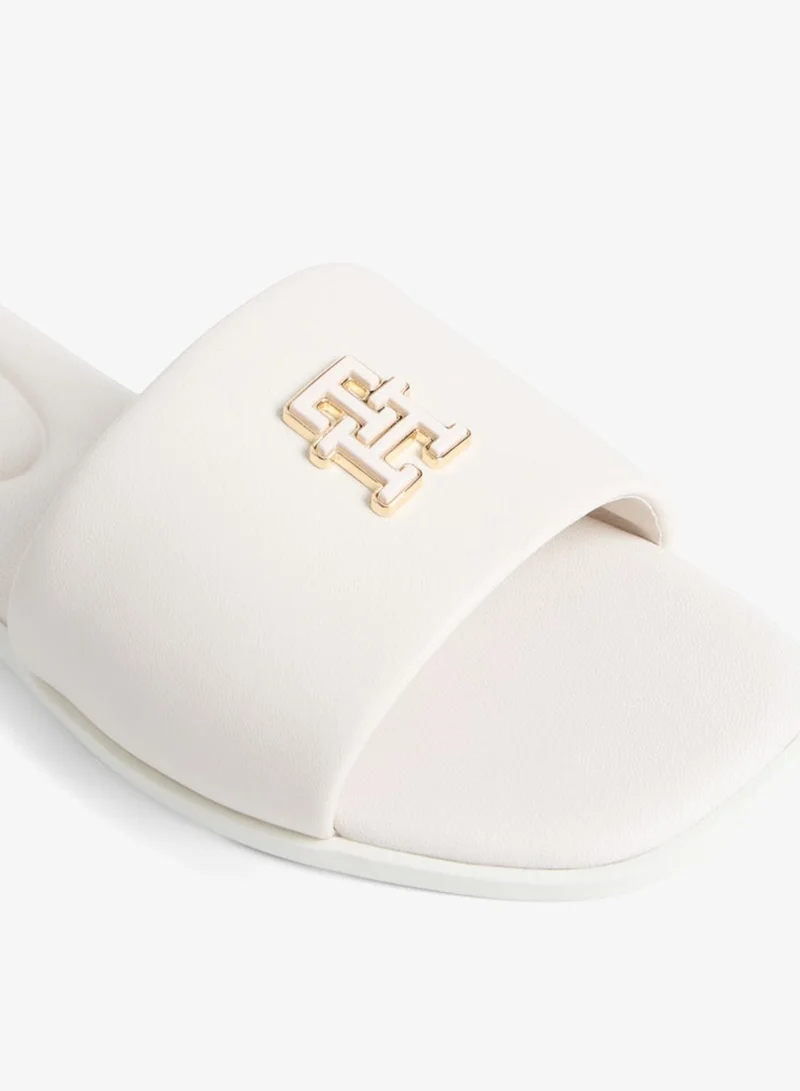 Tommy Hilfiger Soft Cream Leather TH Monogram Strap Mules for Women | Best Price UAE