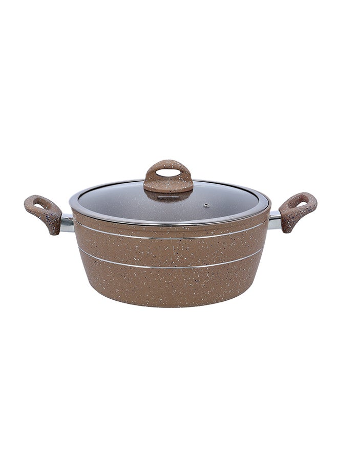 Royalford Granite Smart Casserole With Glass Lid Brown 30cm - Image 1