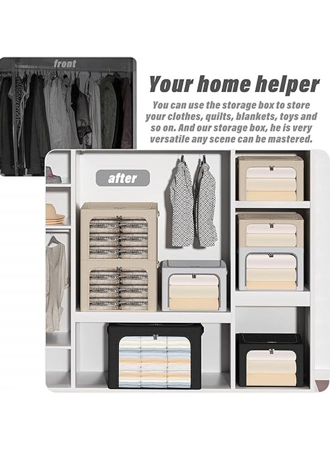 Arabest 2-Pack ProSeries Closet Organizers - 66L Collapsible Clothing Storage Bins with CrystalView PVC Windows | Heavy-Duty Oxford Fabric & Steel Frame, Waterproof Foldable Design for Seasonal Wardrobe (Light Grey) - Image 4