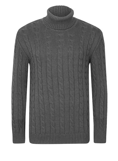 FELIX HARDY Cable Knit Turtleneck Pullover