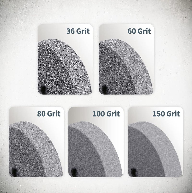 POWERTEC Bench Grinder Wheel 8 Inch 150 Grit, Aluminum Oxide Grinding Wheel for Bench Pedestal Grinder, 1" Thick 5/8" Arbor, Sharpening & Shaping Drill Bits, Blade, and Chisel 1PK (15523) - Image 3