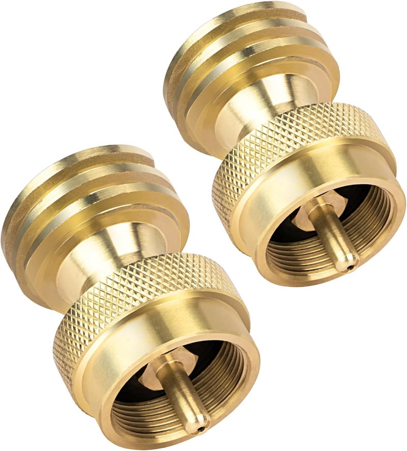 GASPRO 1lb Propane Tank Adapter, 20lb to 1lb Converter, Hook Up Small Propane Tanks When 20lb Ran Out, Solid Brass- 2 Pack - Image 1