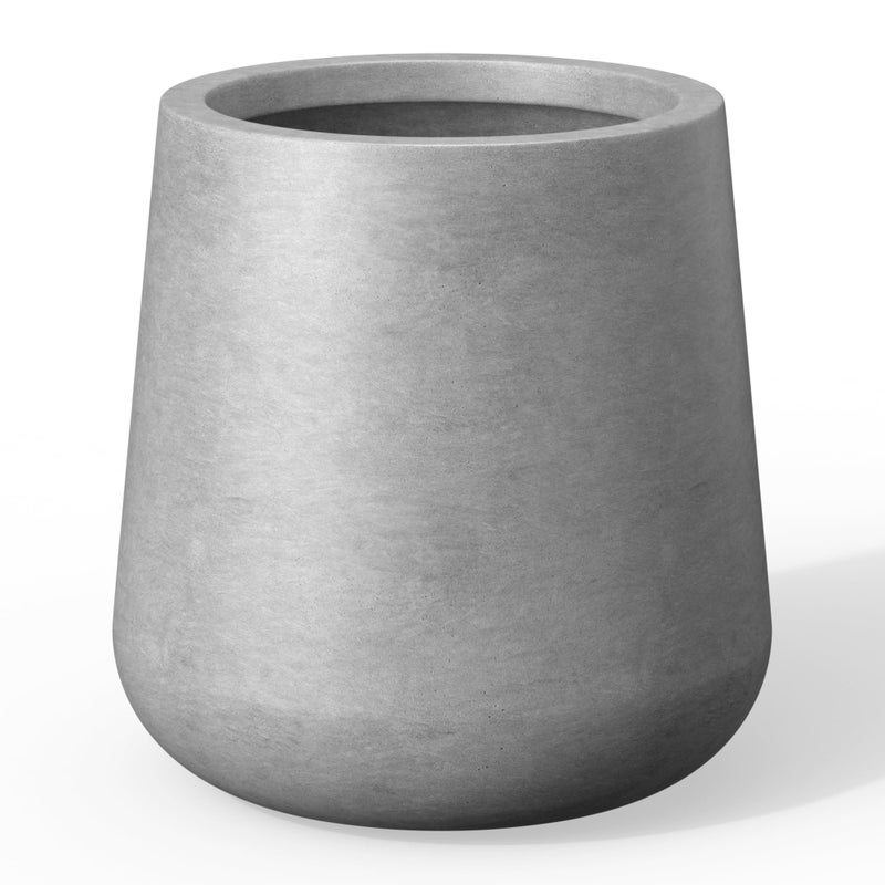 Kante 9.8-Inch Dia Round Concrete Garden Pot with Drainage Hole & Rubber Plug - Indoor/Outdoor Lagre Plant Pot for Home, Garden, Patio, Natural Concrete - Image 1
