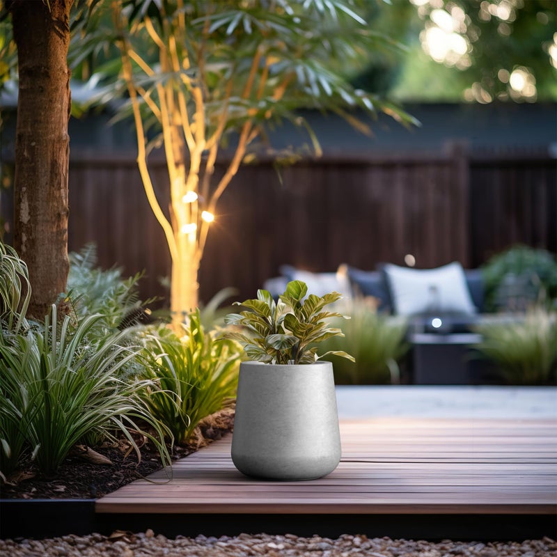 Kante 9.8-Inch Dia Round Concrete Garden Pot with Drainage Hole & Rubber Plug - Indoor/Outdoor Lagre Plant Pot for Home, Garden, Patio, Natural Concrete - Image 5