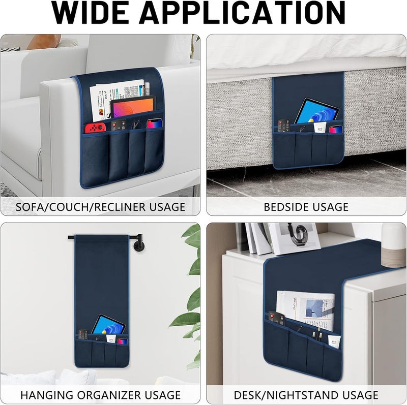 WETRBWEH TV Remote Control Holder Couch Caddy, Non-slip Bedside Caddy Organizer with 5 Pockets for Key Glasses Phone Magazine Holders Durability enhanced - Image 3