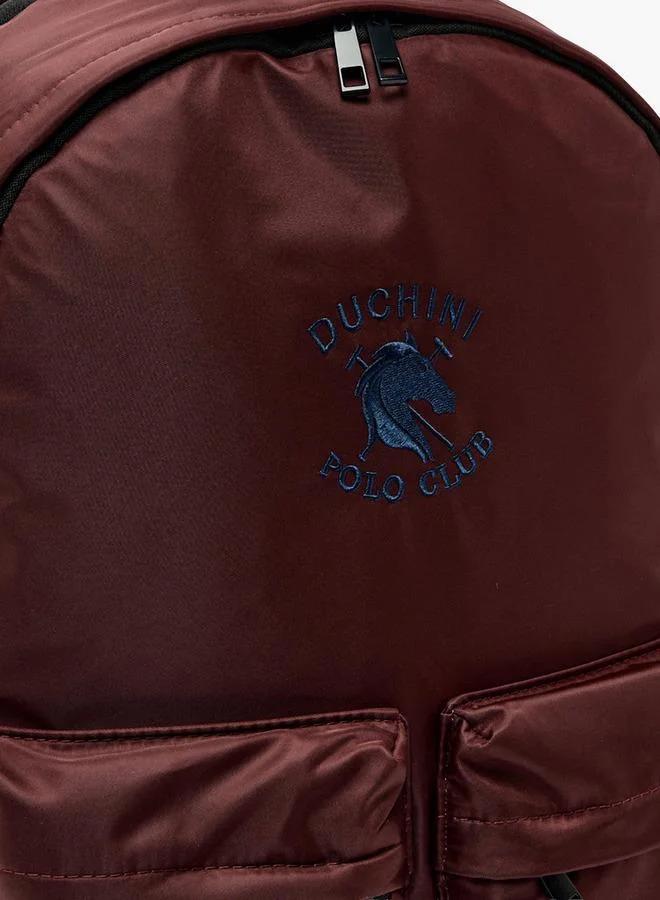 Duchini BURGUNDY Men Logo Embroidered Backpack  | Best Price UAE