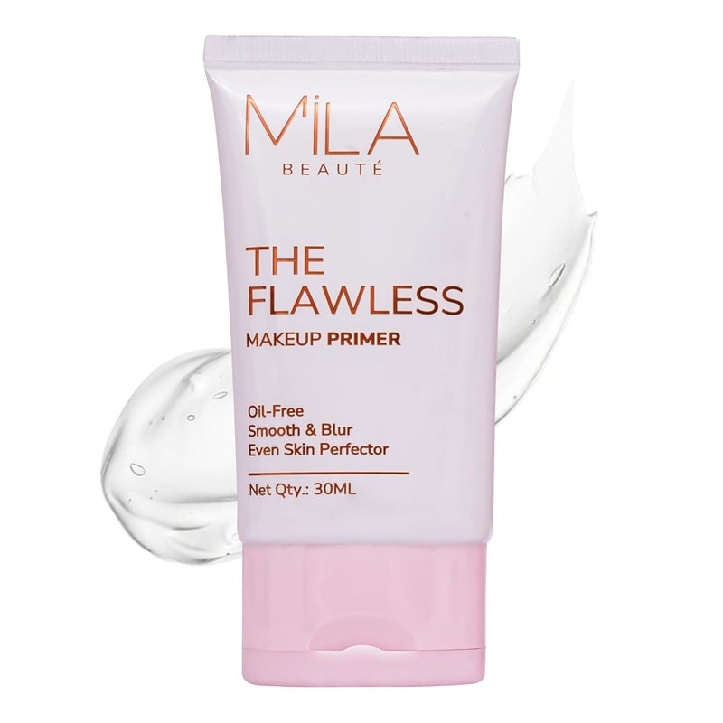 Mila Beaute برايمر مكياج خالي من العيوب للوجه | تركيبة خالية من الزيت مدعمة بفيتامين A و E | لمسة نهائية ساتانية ناعمة تخفي المسام على الفور | مناسب لجميع أنواع البشرة – 30 مل - Image 1